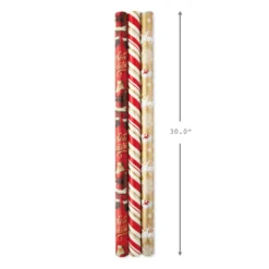 Hallmark Red And Gold 3-Pack Reversible Christmas Wrapping Paper, 120 Sq. Ft. -Gift Wrap Store 3Pack Red and Gold Reversible Christmas Wrapping Paper 5JXW1029 03