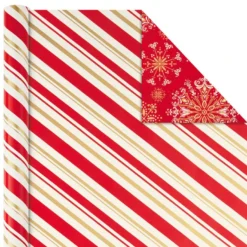 Hallmark Red And Gold 3-Pack Reversible Christmas Wrapping Paper, 120 Sq. Ft. -Gift Wrap Store 3Pack Red and Gold Reversible Christmas Wrapping Paper 5JXW1029 05
