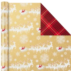 Hallmark Red And Gold 3-Pack Reversible Christmas Wrapping Paper, 120 Sq. Ft. -Gift Wrap Store 3Pack Red and Gold Reversible Christmas Wrapping Paper 5JXW1029 06