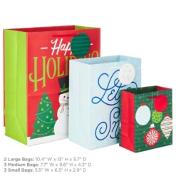 Hallmark Let It Snow 8-Pack Holiday Gift Bags, Assorted Sizes And Designs 8 Hallmark Let It Snow 8-Pack Holiday Gift Bags, Assorted Sizes And Designs -Gift Wrap Store 8 Pack Assorted Holiday Gift Bags XGB1403 03