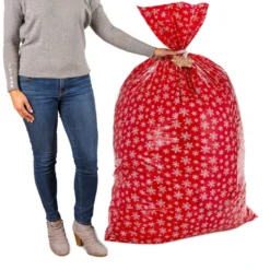 Hallmark Snowmen On Blue And Snowflakes On Red 2-Pack Giant Plastic Christmas Gift Bags -Gift Wrap Store Assorted Giant Plastic Christmas Gift Bags 5XGB1452 07