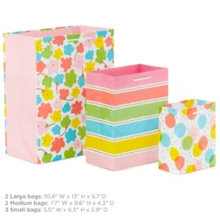 Hallmark Assorted Pastel Designs 8-Pack Small, Medium And Large Gift Bags -Gift Wrap Store Assorted Small Large Pastel Designs Gift Bags 5EGB6640 03