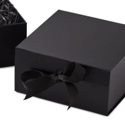 Hallmark 8" Square Black Gift Boxes With Paper Shred, 2-Pack -Gift Wrap Store Black Large Gift Boxes With Paper Shred 5EBC1856 05