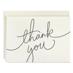 Hallmark Black Script Bulk Boxed Blank Thank-You Notes, Pack Of 40
