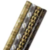 Hallmark Black And Gold 4-Pack Reversible Holiday Wrapping Paper Assortment, 150 Sq. Ft.