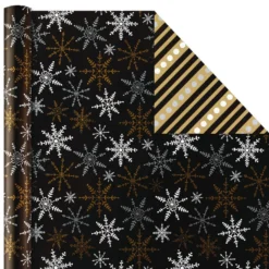 Hallmark Black And Gold 4-Pack Reversible Holiday Wrapping Paper Assortment, 150 Sq. Ft. -Gift Wrap Store Black and Gold Reversible Wrapping Paper Assortment 5JXW1737 06