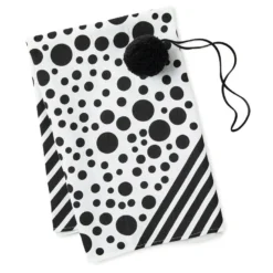 Hallmark 26" Black-and-White Fabric Gift Wrap With Elastic Band -Gift Wrap Store BlackandWhite Square Flat Wrapping Cloth 1299EJR6377 03