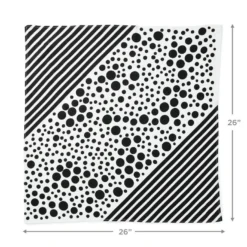 Hallmark 26" Black-and-White Fabric Gift Wrap With Elastic Band -Gift Wrap Store BlackandWhite Square Flat Wrapping Cloth 1299EJR6377 04