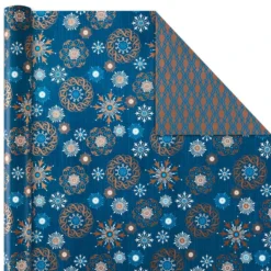 Hallmark Elegant Blues 4-Pack Blue And Gold Reversible Wrapping Paper, 150 Sq. Ft. 12 Hallmark Elegant Blues 4-Pack Blue And Gold Reversible Wrapping Paper, 150 Sq. Ft. -Gift Wrap Store Blue and Gold Holiday Reversible Wrapping Paper 5JXW1739 06