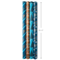 Hallmark Elegant Blues 4-Pack Blue And Gold Reversible Wrapping Paper, 150 Sq. Ft. 13 Hallmark Elegant Blues 4-Pack Blue And Gold Reversible Wrapping Paper, 150 Sq. Ft. -Gift Wrap Store Blue and Gold Holiday Reversible Wrapping Paper 5JXW1739 07