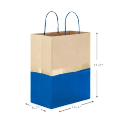 Hallmark 13" Blue And Kraft Paper 6-Pack Gift Bag -Gift Wrap Store Blue and Kraft Paper 6Pack Large Gift Bags 5EGB6399 03