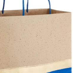 Hallmark 13" Blue And Kraft Paper 6-Pack Gift Bag -Gift Wrap Store Blue and Kraft Paper 6Pack Large Gift Bags 5EGB6399 05