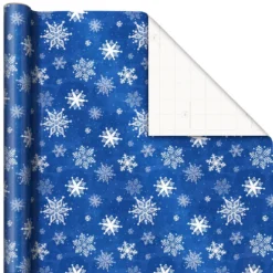 Hallmark Blue And White 3-Pack Holiday Wrapping Paper Assortment, 120 Sq. Ft. -Gift Wrap Store Blue and White Holiday Wrapping Paper Assortment 5JXW1256 05