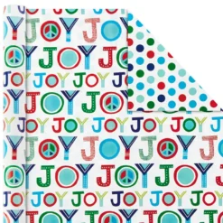 Hallmark Bright Joy 3-Pack Kids Reversible Christmas Wrapping Paper Assortment, 120 Sq. Ft. -Gift Wrap Store Bright Assorted Kids Reversible Christmas Gift Wrap 5JXW1030 05