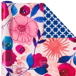 Hallmark Bright Florals 3-Pack Reversible Wrapping Paper, 120 Sq. Ft. Total 12 Hallmark Bright Florals 3-Pack Reversible Wrapping Paper, 120 Sq. Ft. Total -Gift Wrap Store Bright Flowers 3Pack Reversible Wrapping Paper 5EWR2433 06