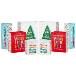 Hallmark Bright Wishes 8-Pack Christmas Gift Bags, Assorted Sizes And Designs