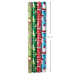 Hallmark Christmas Cheer 4-Pack Reversible Wrapping Paper Assortment, 150 Sq. Ft. -Gift Wrap Store Christmas Cheer Assortment Reversible Wrapping Paper 5JXW1736 03