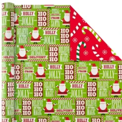Hallmark Christmas Cheer 4-Pack Reversible Wrapping Paper Assortment, 150 Sq. Ft. -Gift Wrap Store Christmas Cheer Assortment Reversible Wrapping Paper 5JXW1736 04