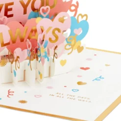Hallmark Love You Always 3D Pop-Up Love Card 12 Hallmark Love You Always 3D Pop-Up Love Card -Gift Wrap Store Colorful Hearts 3D PopUp Love Card 1299LAD2904 04