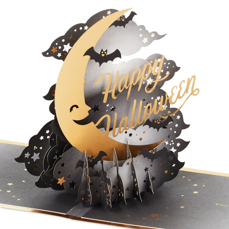 Hallmark Crescent Moon 3-D Pop-Up Halloween Card 1 Hallmark Crescent Moon 3-D Pop-Up Halloween Card