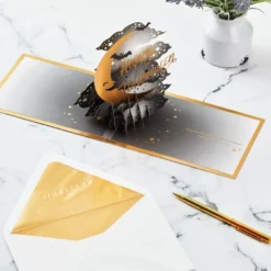 Hallmark Crescent Moon 3-D Pop-Up Halloween Card 17 Hallmark Crescent Moon 3-D Pop-Up Halloween Card -Gift Wrap Store Crescent Moon and Bats 3D PopUp Halloween Card 1299IEH3001 08