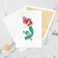 Hallmark Disney The Little Mermaid Ariel Happy Wish Quilled Paper Handmade Card -Gift Wrap Store Disney The Little Mermaid Ariel Quilled Paper Card 1299LAD2858 05