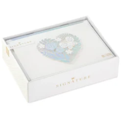 Hallmark Floral Laser Foil Heart Blank Note Cards, Box Of 8