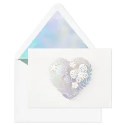Hallmark Floral Laser Foil Heart Blank Note Cards, Box Of 8 -Gift Wrap Store Floral Laser Foil Heart Blank Note Cards 1499THK2105 04