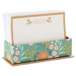 Hallmark Ivory Floral Flat Note Cards In Caddy, Box Of 40