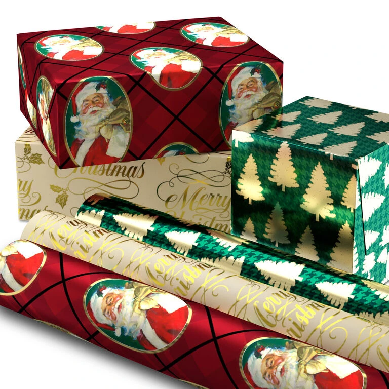 Hallmark Traditional 3-Pack Foil Christmas Wrapping Paper Assortment, 60 Sq. Ft. 2 Hallmark Traditional 3-Pack Foil Christmas Wrapping Paper Assortment, 60 Sq. Ft. - Image 2