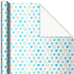 Hallmark Blue Hanukkah Designs 3-Pack Wrapping Paper Assortment, 120 Sq. Ft. -Gift Wrap Store Hanukkah Designs Wrapping Paper Assortment 5JXW1257 03
