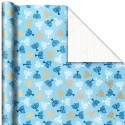 Hallmark Blue Hanukkah Designs 3-Pack Wrapping Paper Assortment, 120 Sq. Ft. -Gift Wrap Store Hanukkah Designs Wrapping Paper Assortment 5JXW1257 05