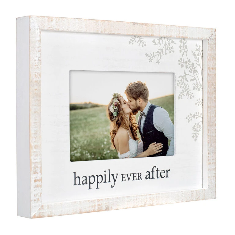 Malden Happily Ever After Rustic White Wood Picture Frame, 4x6 2 Malden Happily Ever After Rustic White Wood Picture Frame, 4x6 - Image 2