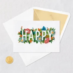 Hallmark Floral Happy Quilled Paper Handmade Birthday Card -Gift Wrap Store Happy and Flowers Quilled Paper Birthday Card for Her 1299LAD2728 05