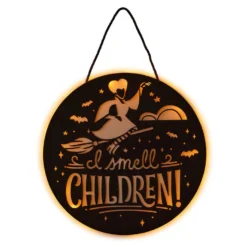 Hallmark Disney Hocus Pocus I Smell Children Porch Decor With Light 6 Hallmark Disney Hocus Pocus I Smell Children Porch Decor With Light -Gift Wrap Store Hocus Pocus LightUp Metal Door Sign 1HGN1526 03