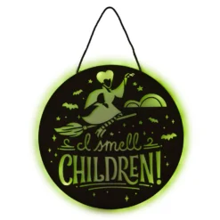 Hallmark Disney Hocus Pocus I Smell Children Porch Decor With Light 7 Hallmark Disney Hocus Pocus I Smell Children Porch Decor With Light -Gift Wrap Store Hocus Pocus LightUp Metal Door Sign 1HGN1526 04