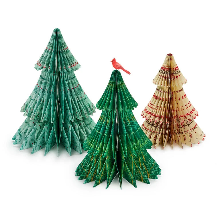 Hallmark Honeycomb Trees 3D Pop-Up Christmas Decorations, Set Of 3 1 Hallmark Honeycomb Trees 3D Pop-Up Christmas Decorations, Set Of 3