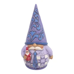 Enesco Jim Shore Purple Gnome Holding Santa Figurine, 5"