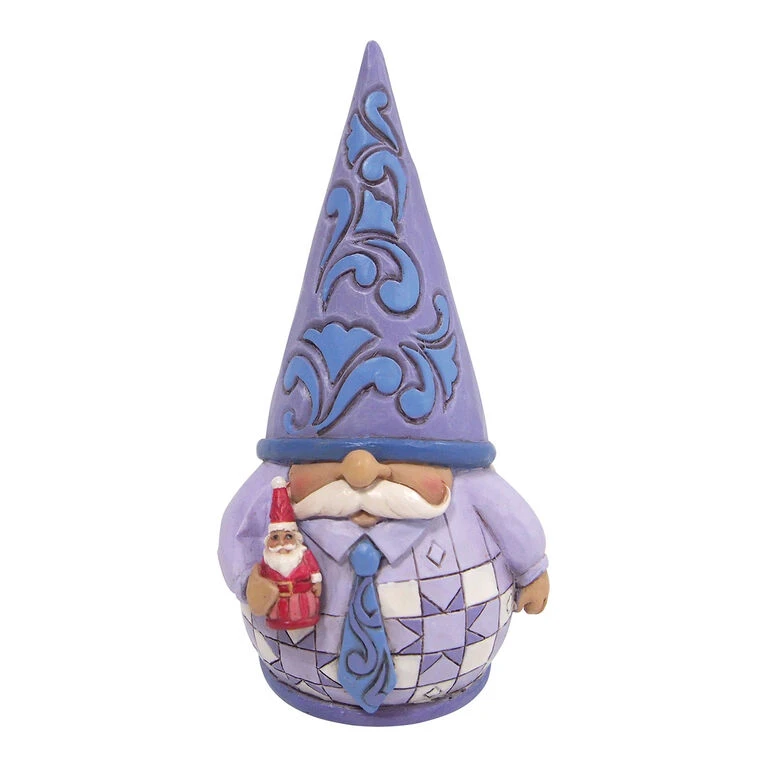 Enesco Jim Shore Purple Gnome Holding Santa Figurine, 5" 1 Enesco Jim Shore Purple Gnome Holding Santa Figurine, 5"