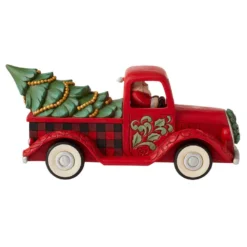Enesco Jim Shore Highland Glen Santa Driving Red Truck Figurine, 5.71" H -Gift Wrap Store Jim Shore Santa Driving Red Truck Figurine 6012862 02