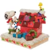 Enesco Jim Shore Peanuts Snoopy With Woodstock Decorating Dog House, 4.8"