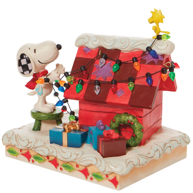 Enesco Jim Shore Peanuts Snoopy With Woodstock Decorating Dog House, 4.8" 1 Enesco Jim Shore Peanuts Snoopy With Woodstock Decorating Dog House, 4.8"