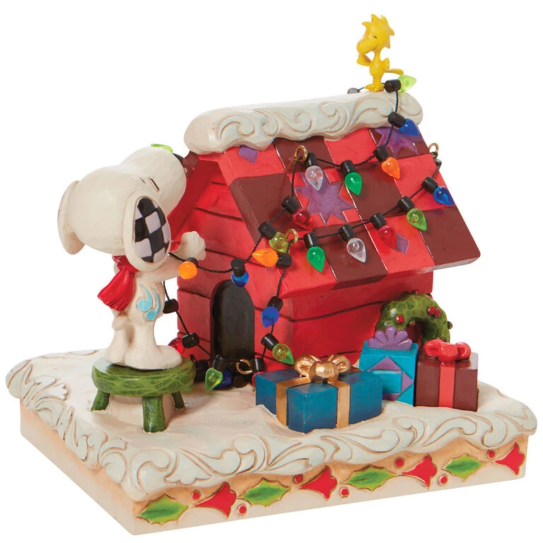 Enesco Jim Shore Peanuts Snoopy With Woodstock Decorating Dog House, 4.8" 2 Enesco Jim Shore Peanuts Snoopy With Woodstock Decorating Dog House, 4.8" - Image 2