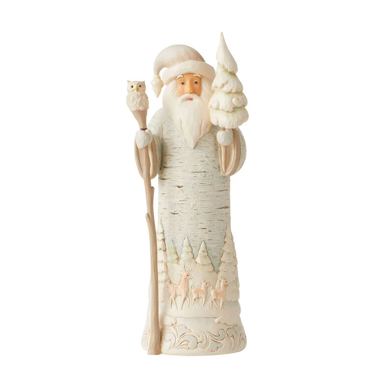 Enesco Jim Shore White Woodland Birch Bark Santa Figurine, 7.75" 1 Enesco Jim Shore White Woodland Birch Bark Santa Figurine, 7.75"