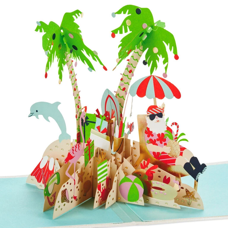 Hallmark Jolly Holidays Beach Santa 3D Pop-Up Christmas Card 1 Hallmark Jolly Holidays Beach Santa 3D Pop-Up Christmas Card