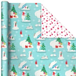 Hallmark Winter Friends 3-Pack Reversible Kids Christmas Wrapping Paper Assortment, 120 Sq. Ft. 10 Hallmark Winter Friends 3-Pack Reversible Kids Christmas Wrapping Paper Assortment, 120 Sq. Ft. -Gift Wrap Store Kids Reversible Christmas Gift Wrap Assortment 5JXW1073 05