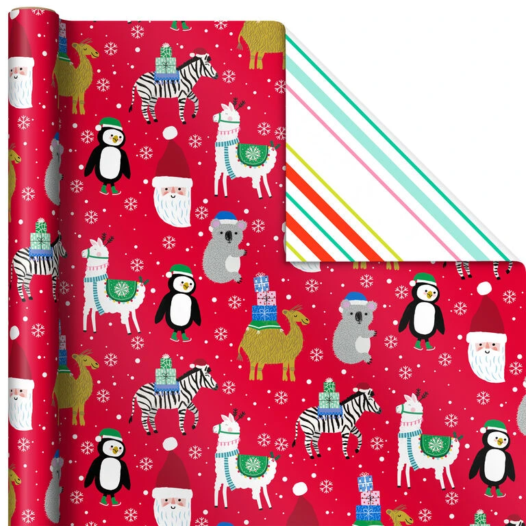 Hallmark Winter Friends 3-Pack Reversible Kids Christmas Wrapping Paper Assortment, 120 Sq. Ft. 6 Hallmark Winter Friends 3-Pack Reversible Kids Christmas Wrapping Paper Assortment, 120 Sq. Ft. - Image 6