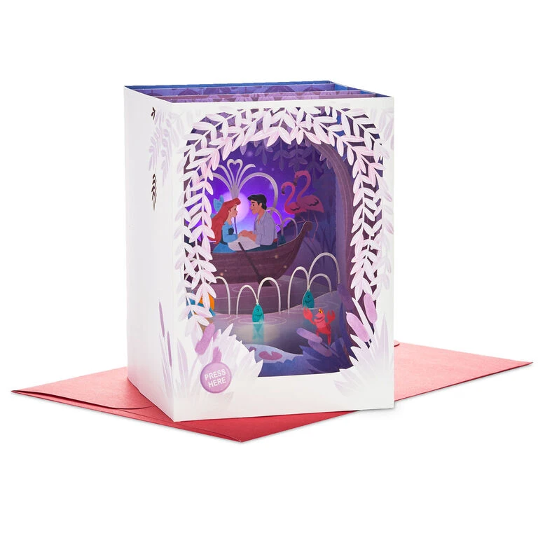 Hallmark Disney The Little Mermaid 3D Pop-Up Musical Valentine's Day Card With Light 1 Hallmark Disney The Little Mermaid 3D Pop-Up Musical Valentine's Day Card With Light
