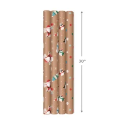 Hallmark Kraft Assorted 4-Pack Christmas Wrapping Paper, 88 Sq. Ft. -Gift Wrap Store Kraft Christmas Wrapping Paper for Kids JXW1085 08