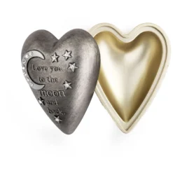 Love You To The Moon Art Heart Trinket Box, 3.5" -Gift Wrap Store Love You to the Moon HeartShaped Trinket Box 1003480346 03